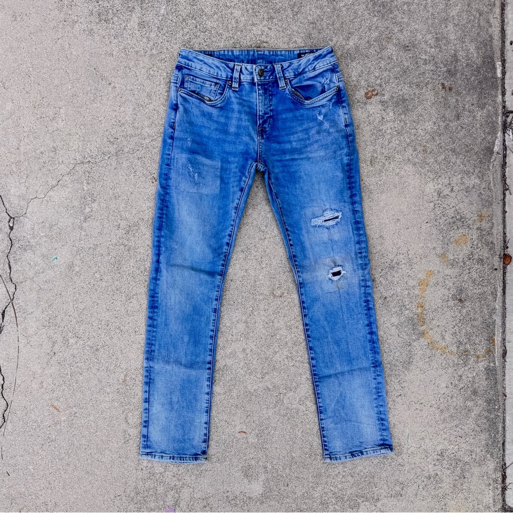 Buffalo David Bitton Slim Fit Distressed Jeans | Size 30x32 | Light Wash